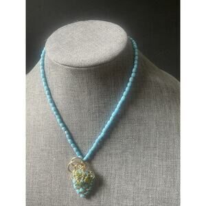 Vintage Necklace Glass/Acrylic Statement Bead Pendant Retro Cocktail Dress